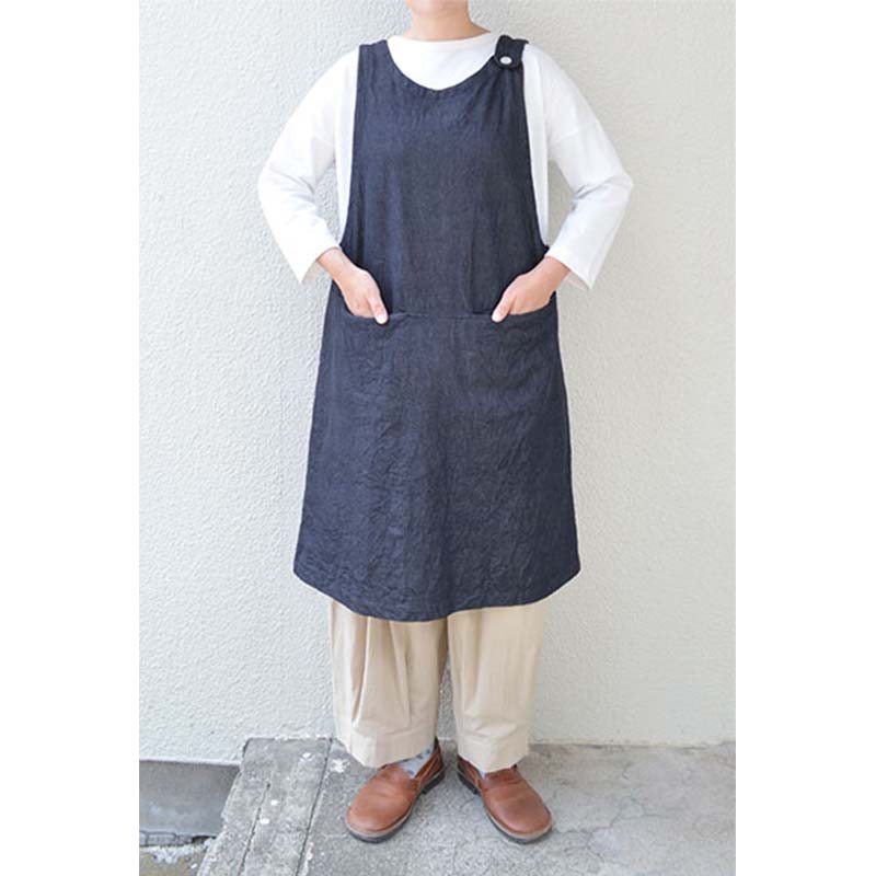 homeworking  デニムオーバーエプロン /NV 【日本製】